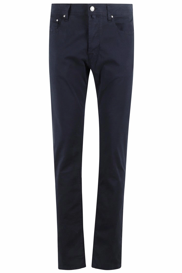 Tapered Navy Gabardine Stretch Pants