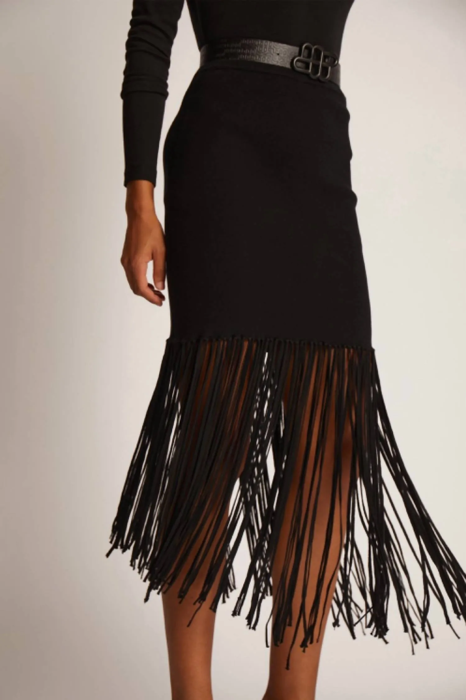Tayru Fringe Skirt In Black