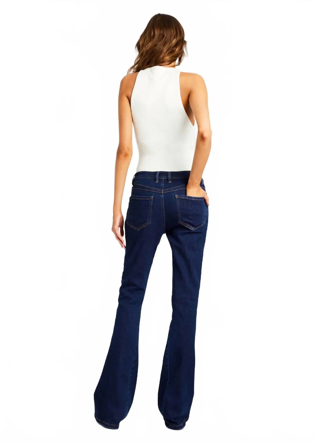 Trisha Mid Rise Flare Pant Jeans In Deep Sea