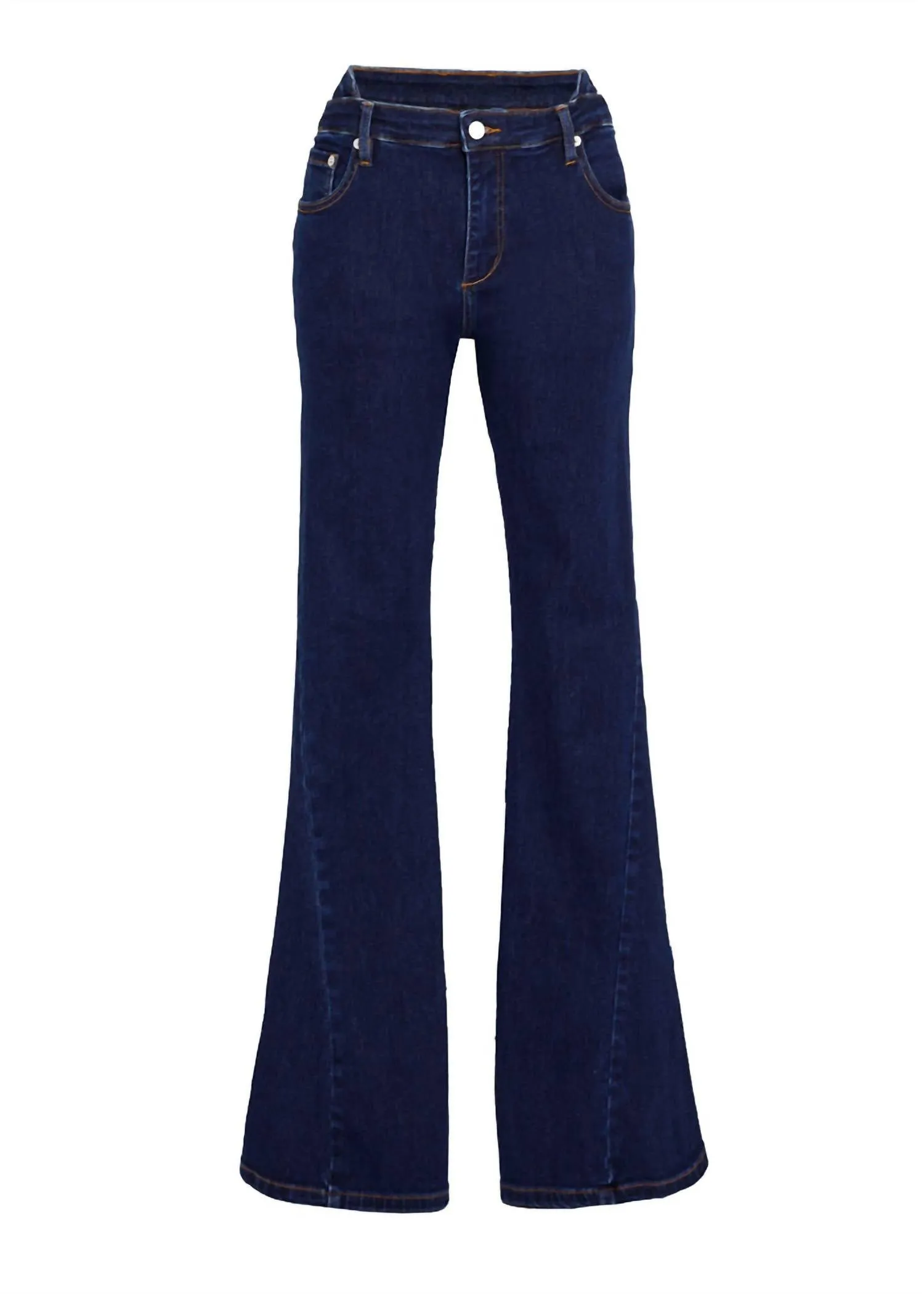 Trisha Mid Rise Flare Pant Jeans In Deep Sea