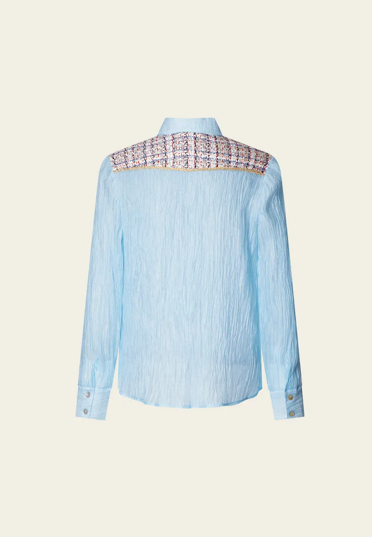 Tweed Detailing Blue Shirt