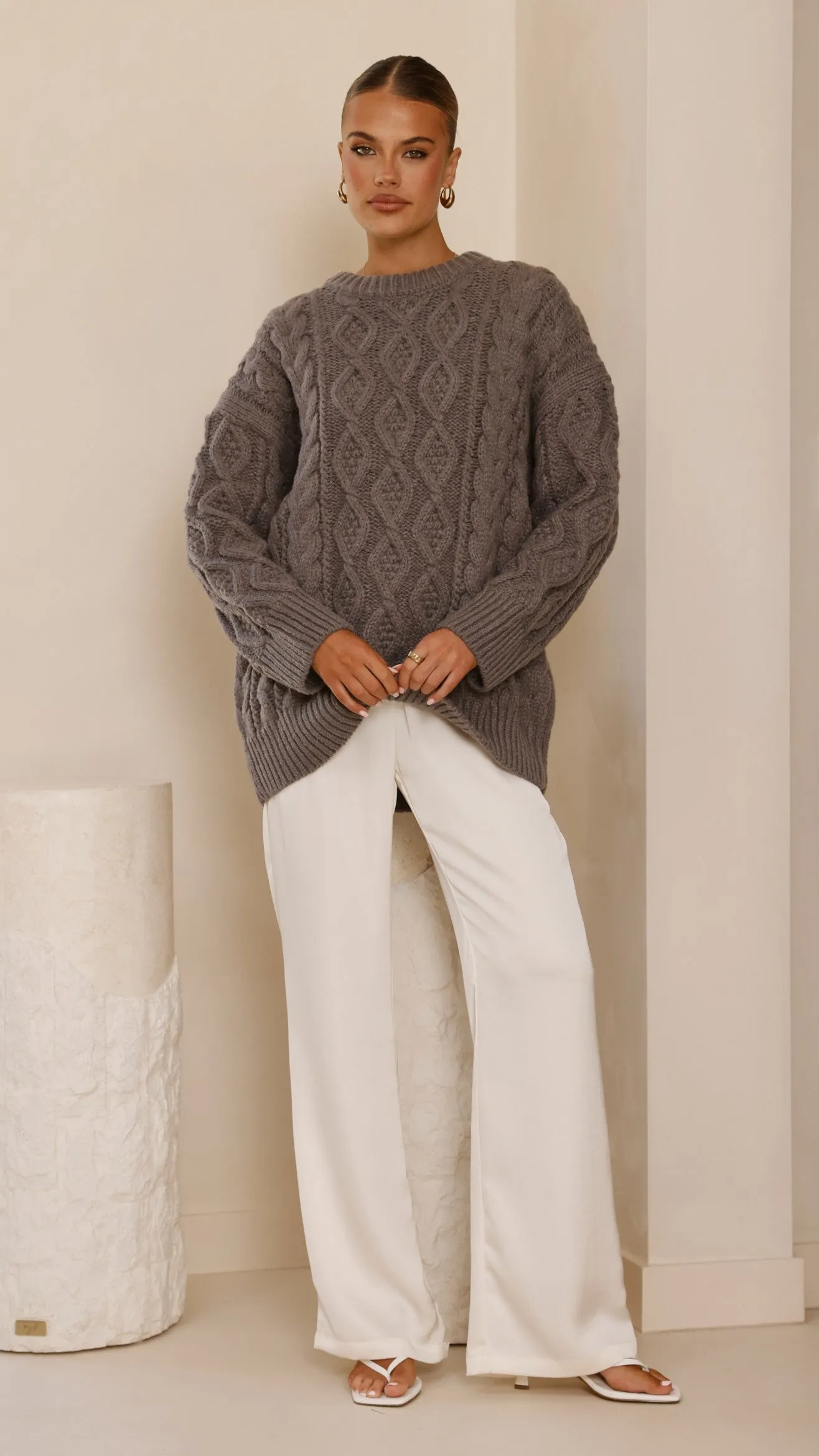 Valentina Knit Sweater - Grey