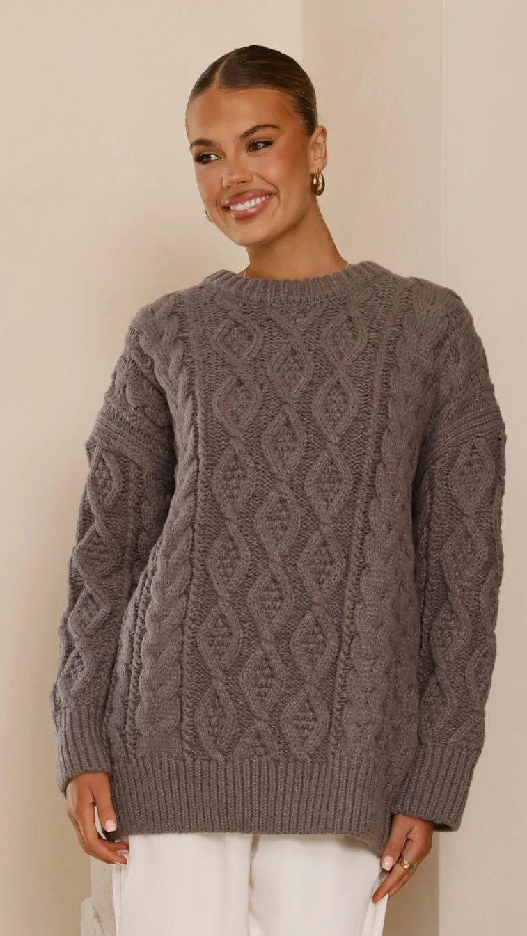 Valentina Knit Sweater - Grey