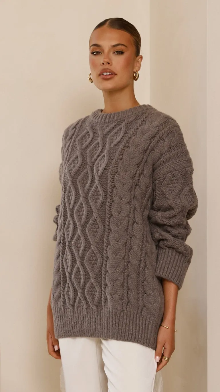 Valentina Knit Sweater - Grey