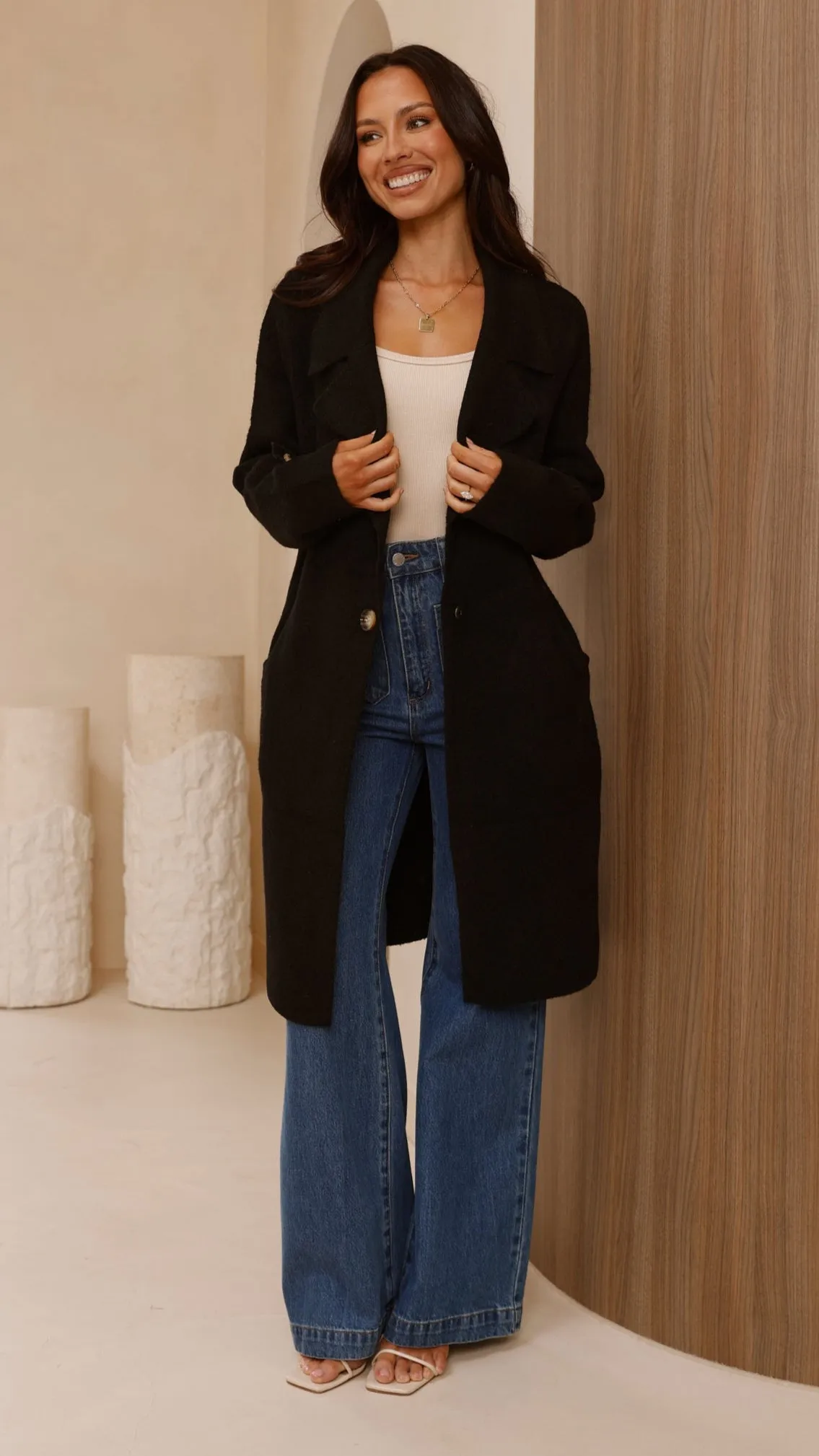 Valiza Knit Coat - Black