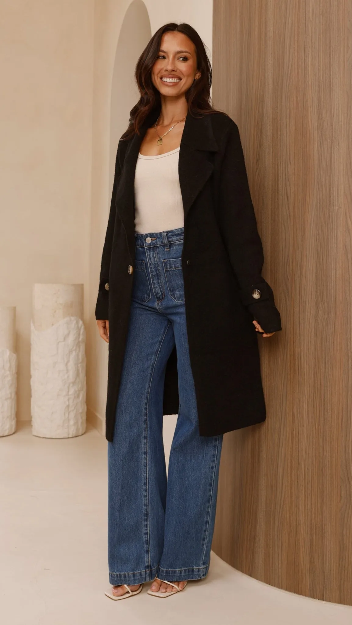 Valiza Knit Coat - Black