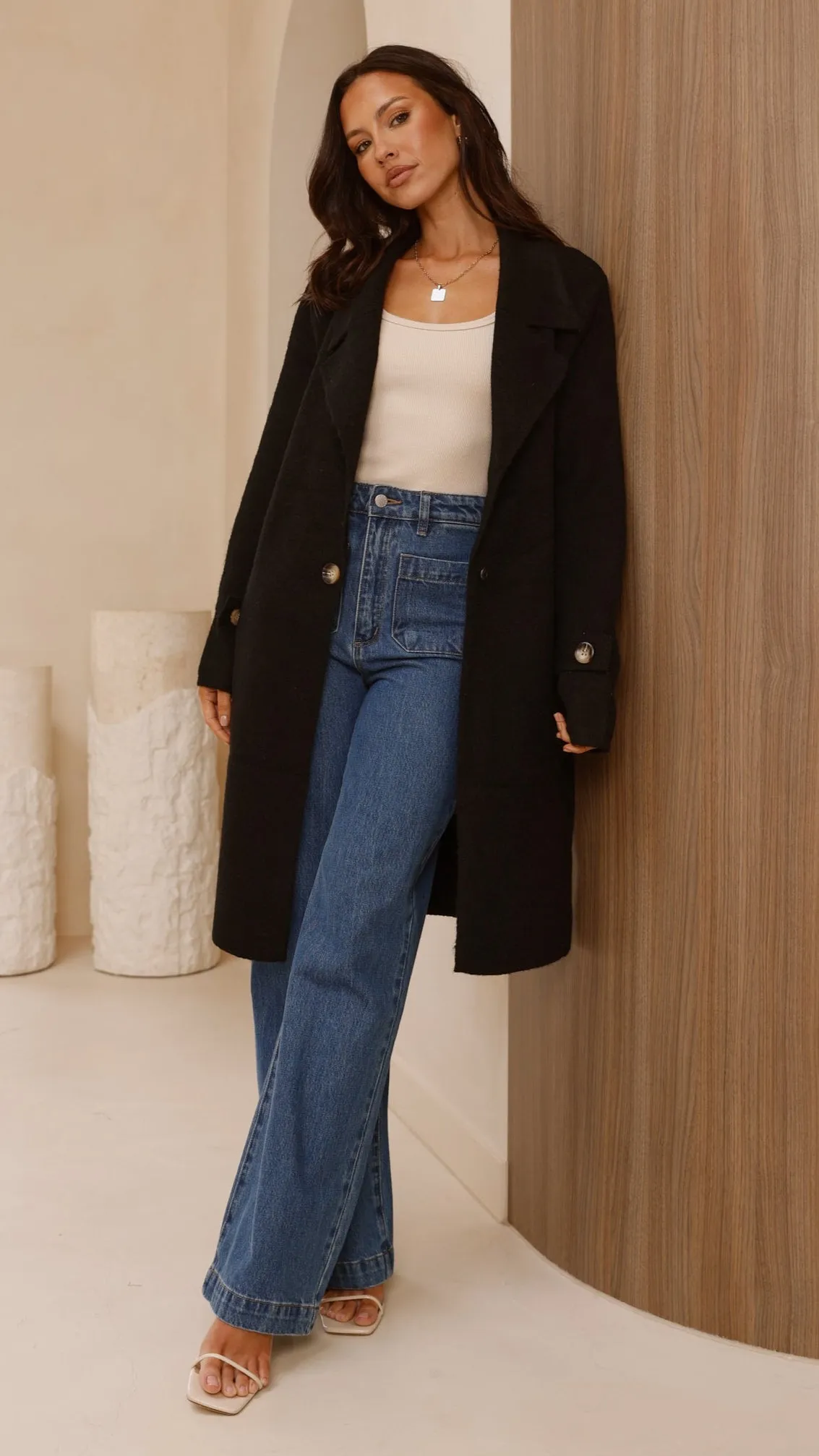 Valiza Knit Coat - Black