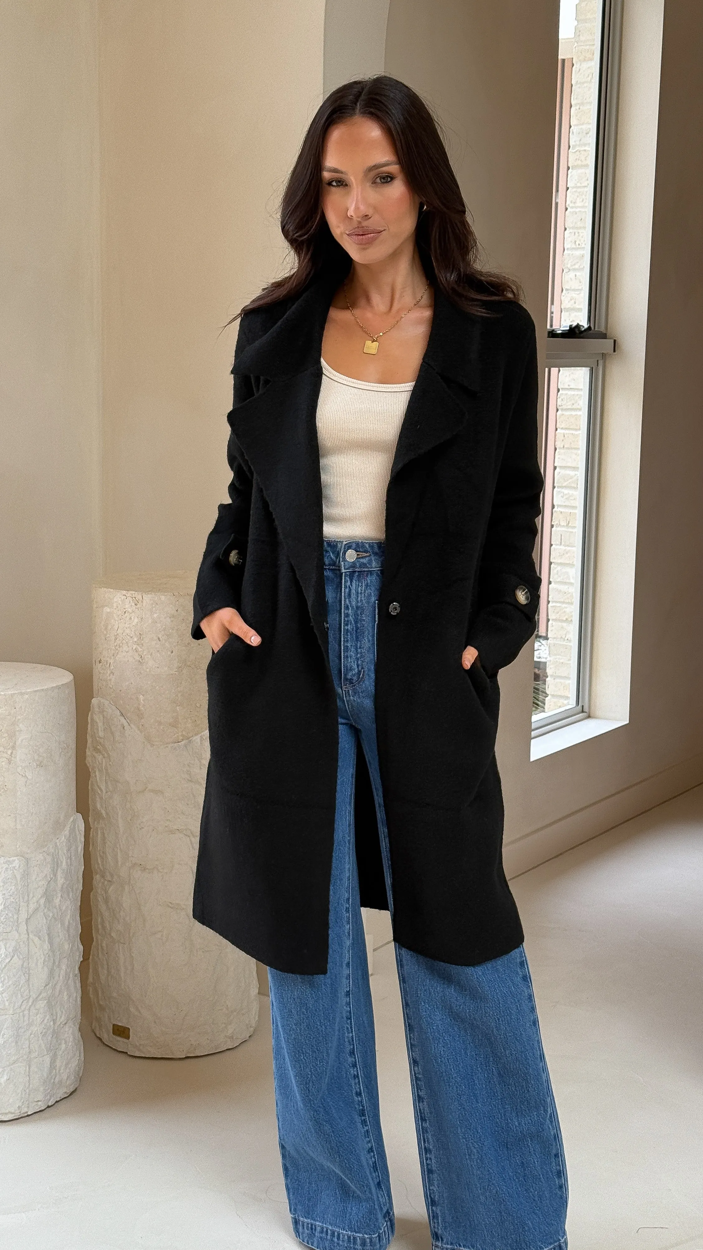 Valiza Knit Coat - Black