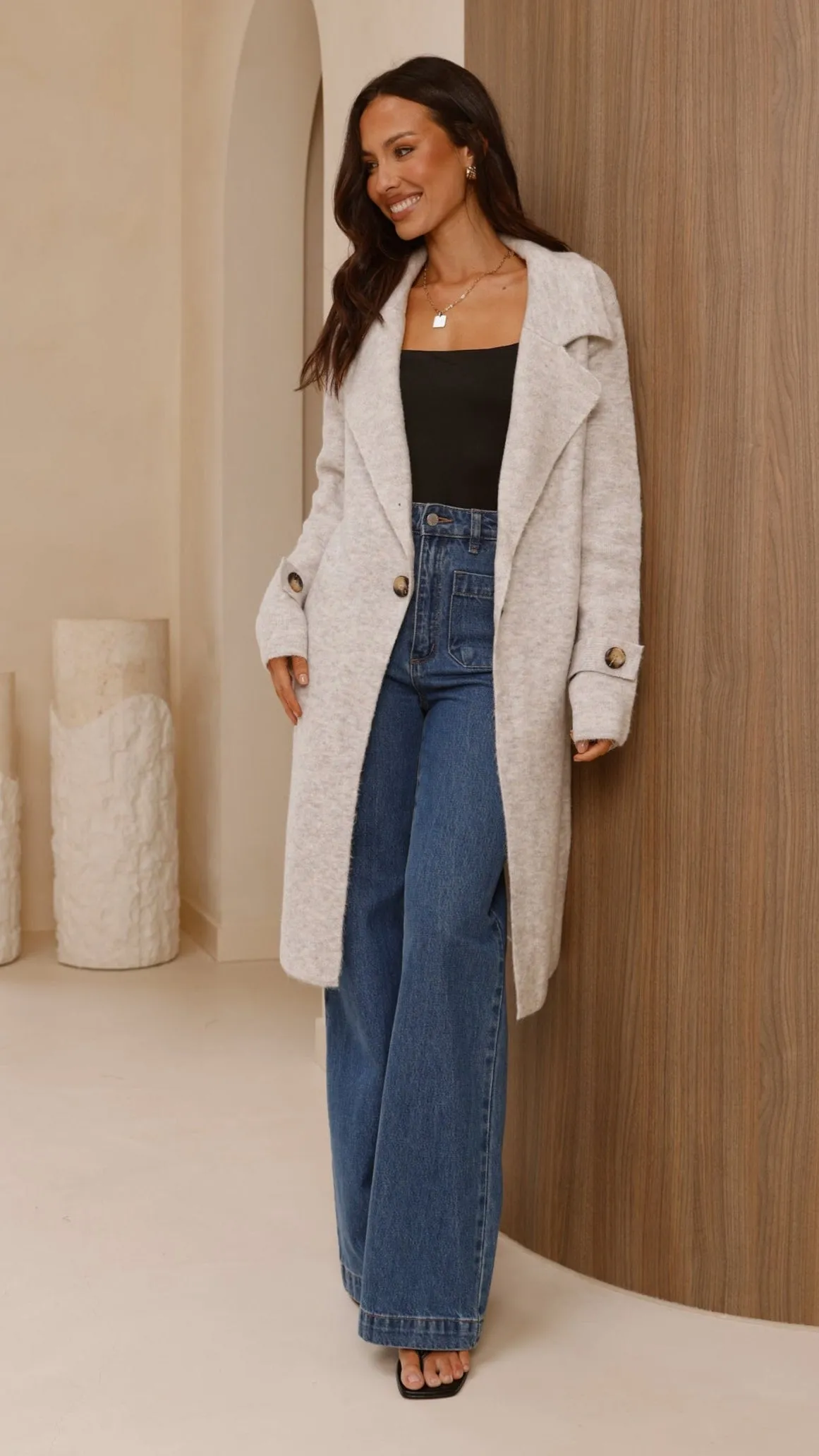 Valiza Knit Coat - Light Grey