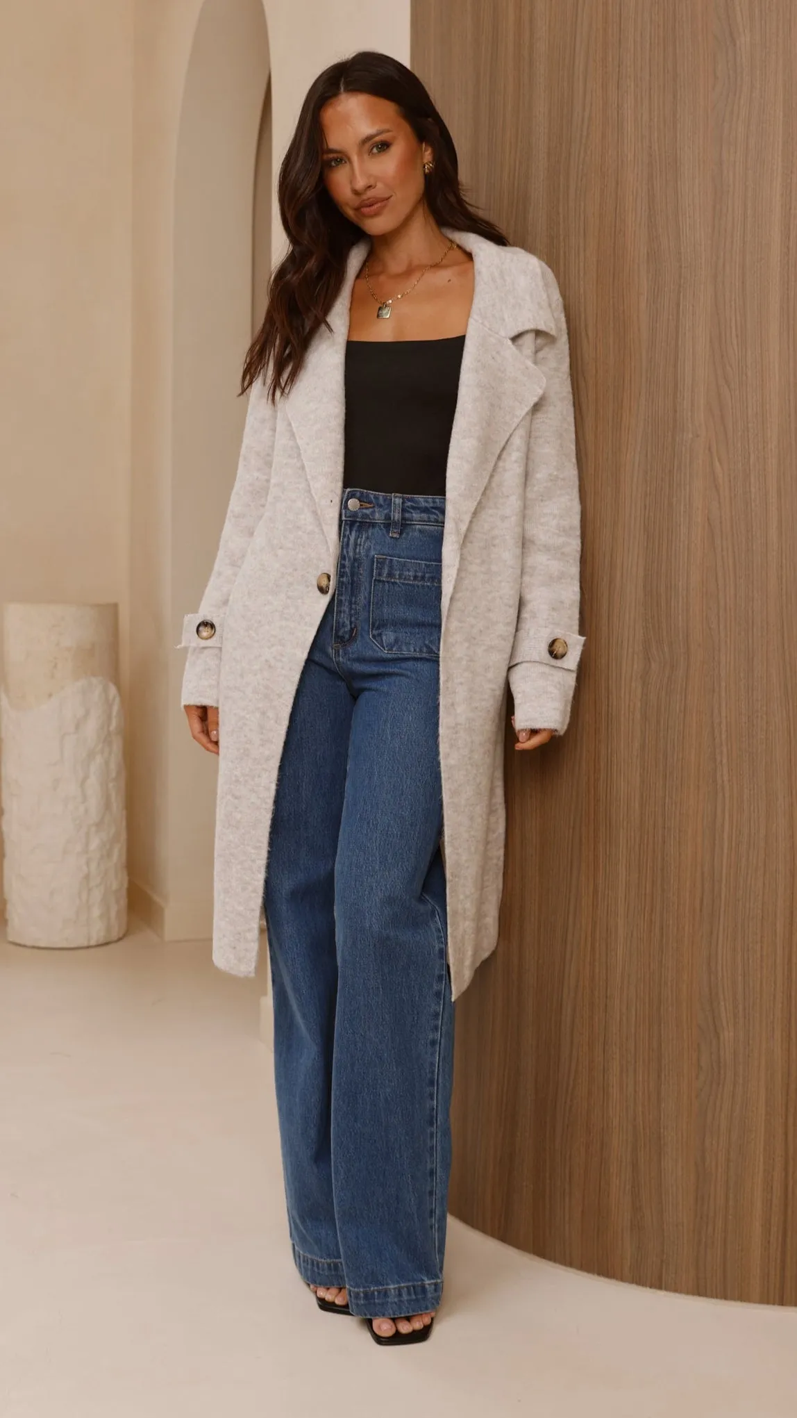 Valiza Knit Coat - Light Grey