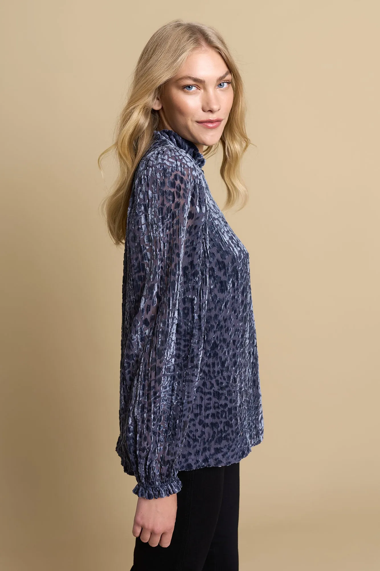 Velvet Burnout Blouse - Animal Burnout