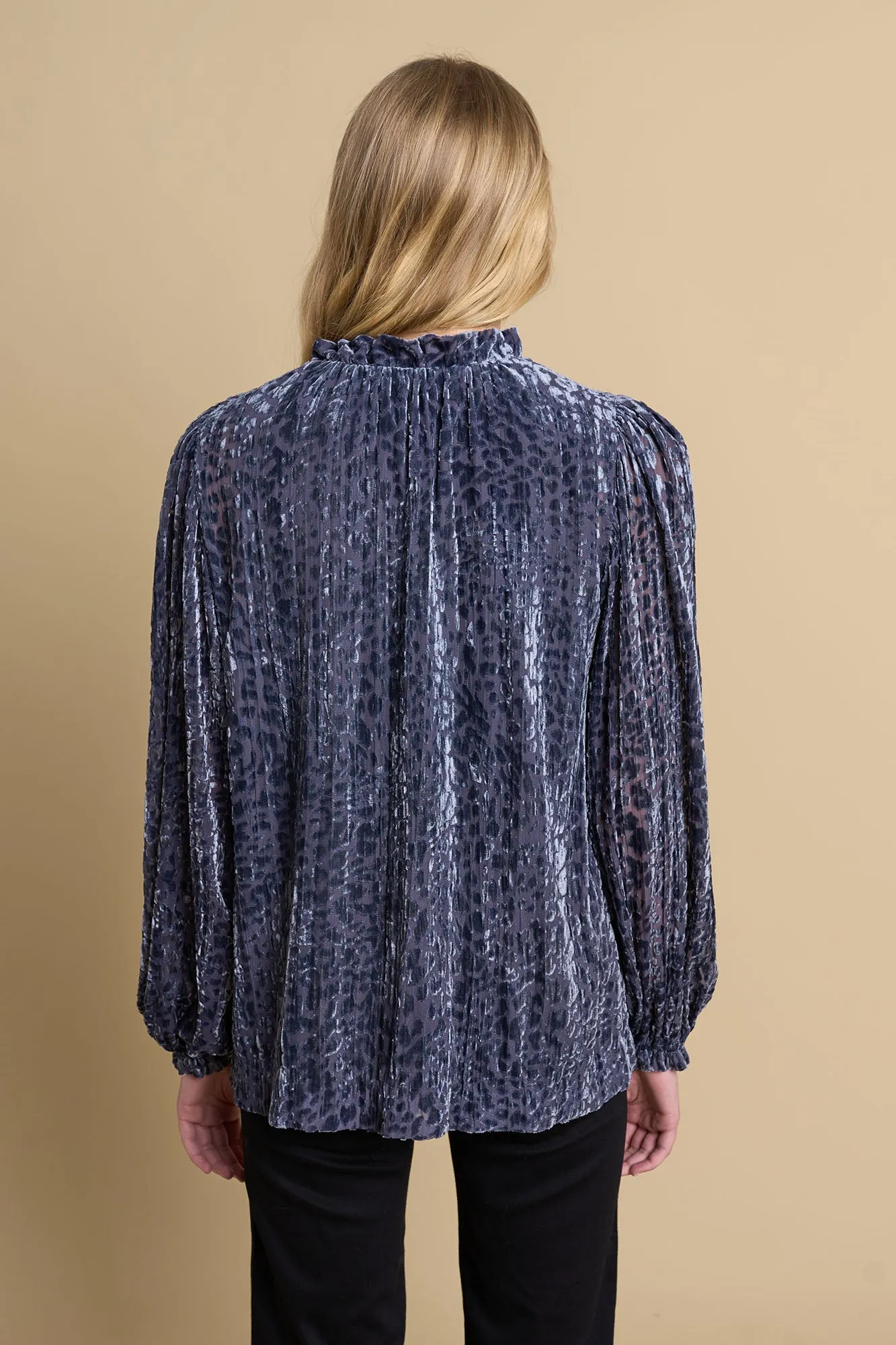 Velvet Burnout Blouse - Animal Burnout