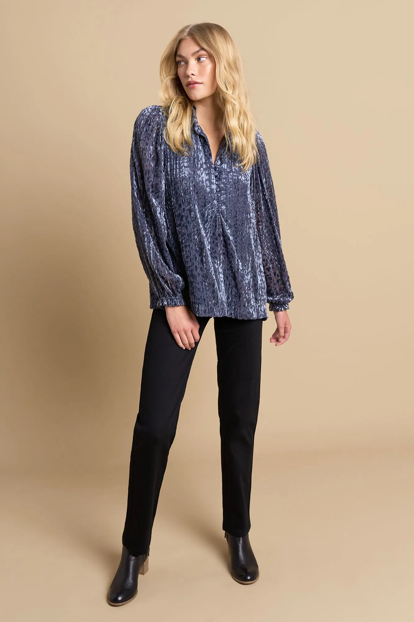 Velvet Burnout Blouse - Animal Burnout