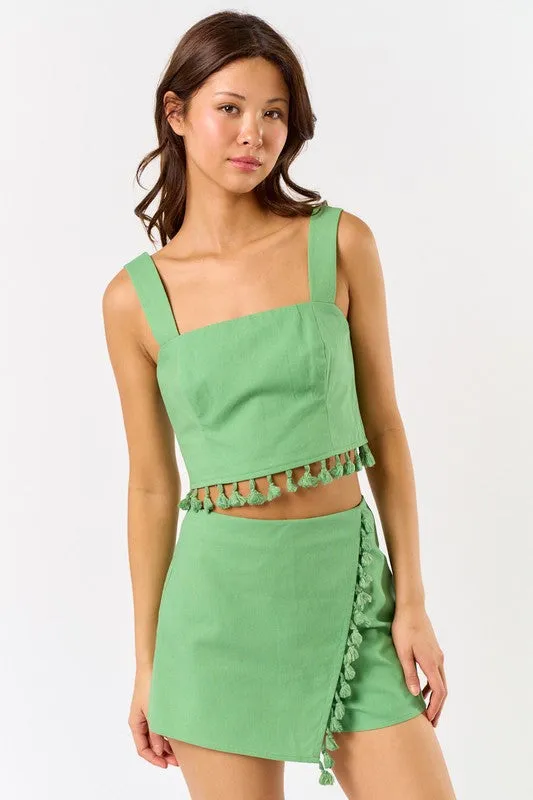 Verona Tassel Linen Wrap Skort