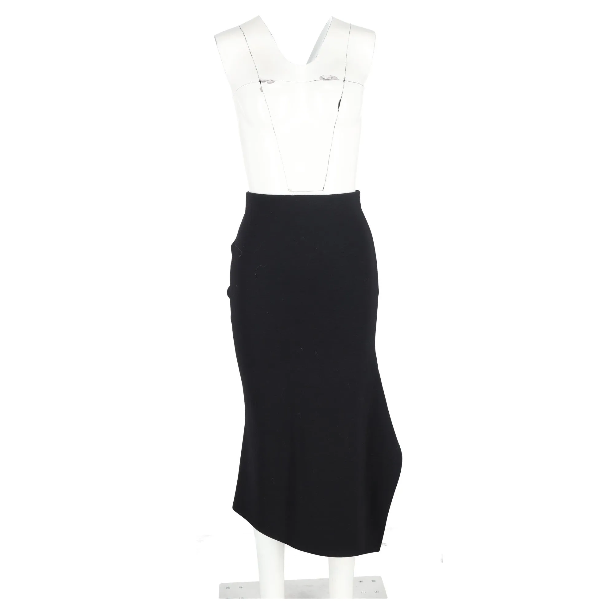 Victoria Beckham Asymmetrical Midi Skirt in Black Wool