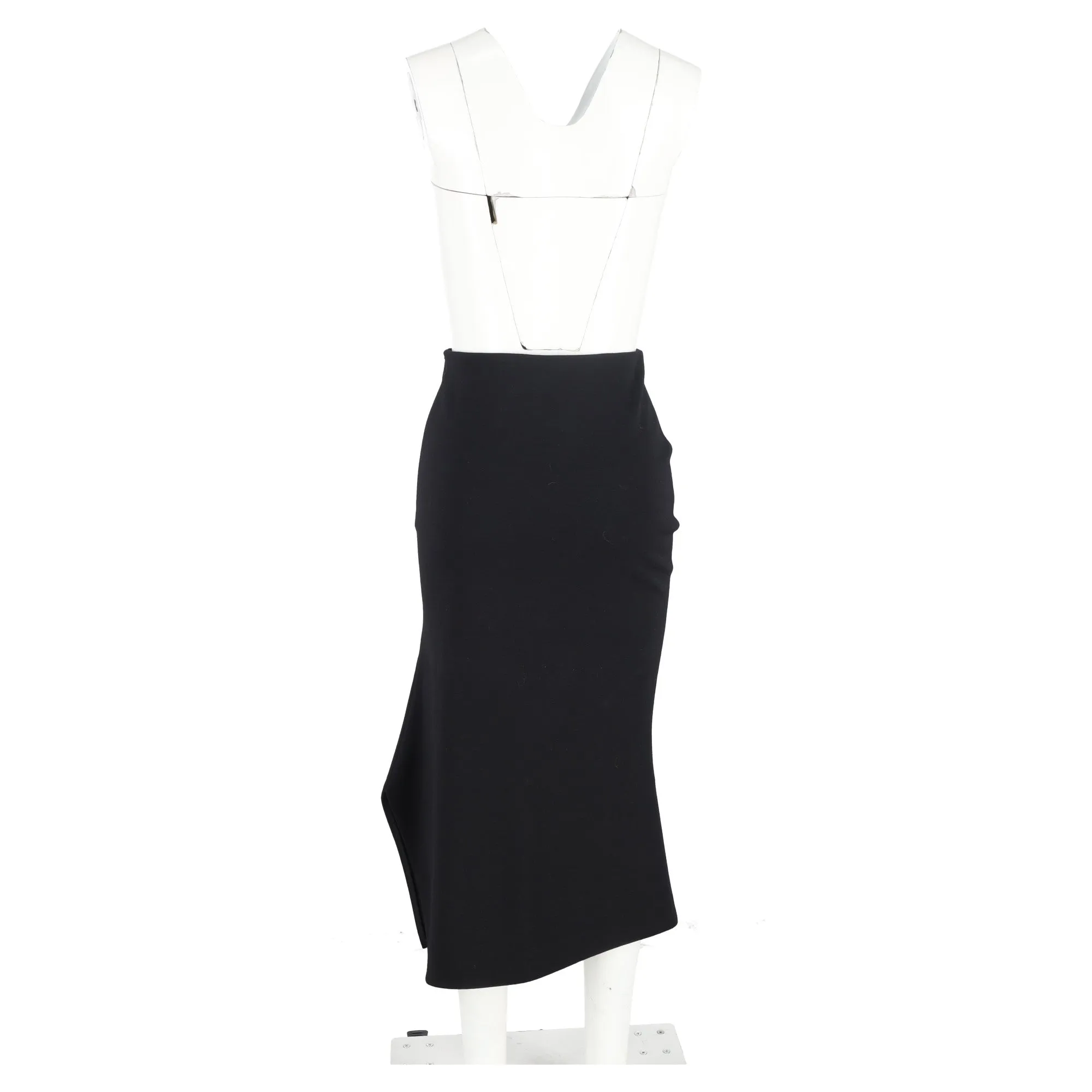 Victoria Beckham Asymmetrical Midi Skirt in Black Wool