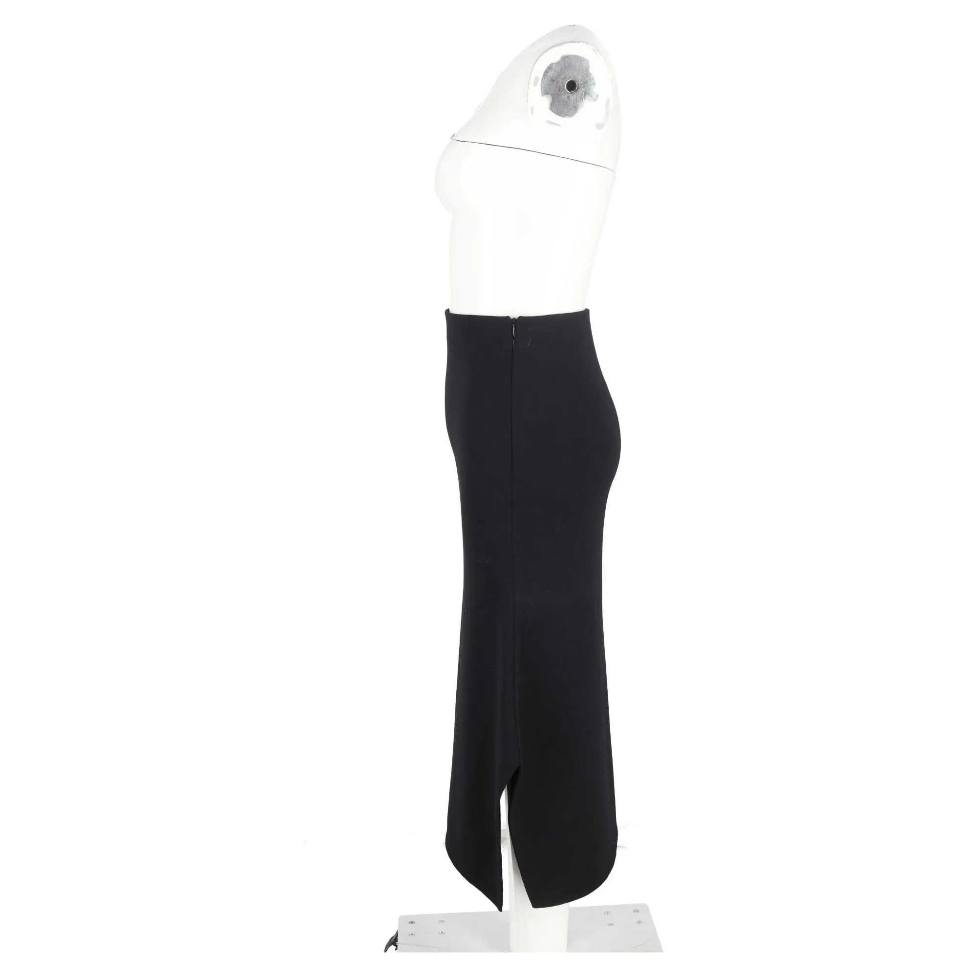 Victoria Beckham Asymmetrical Midi Skirt in Black Wool