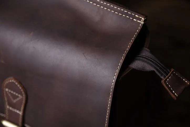 Vintage Brown Leather Mens Backpack Satchel Backpack School Backpack for men