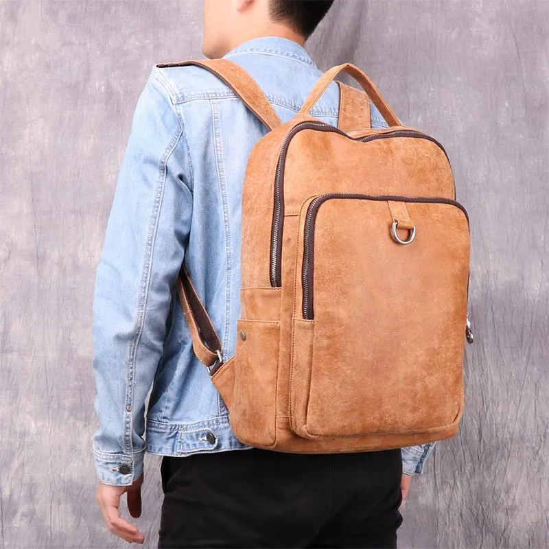 Vintage Brown Leather Men's Backpack School Backpack College Backpack For Men