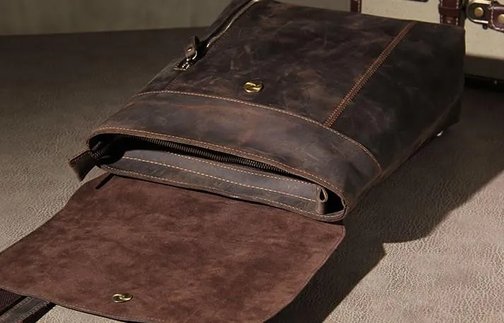 Vintage Brown Leather Mens Travel Backpack Work Backpack for Men