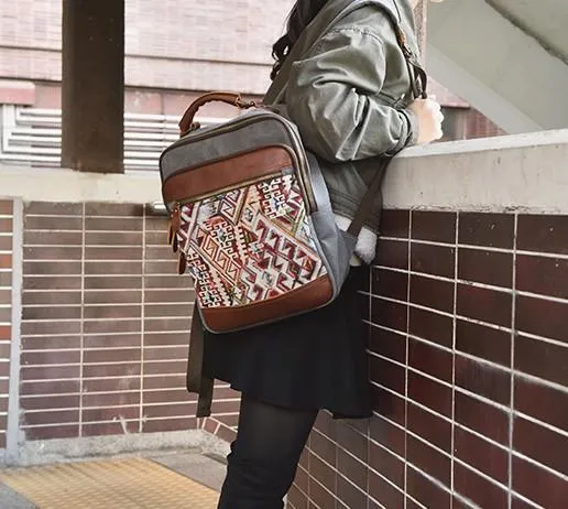 Vintage Canvas Gray Mens Backpack Canvas Travel Bag Canvas School Bag for Men