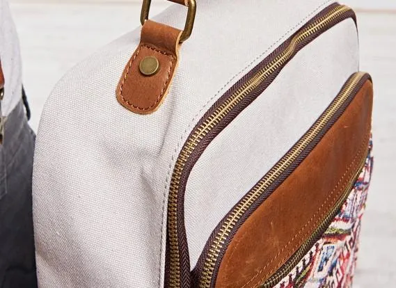 Vintage Canvas Gray Mens Backpack Canvas Travel Bag Canvas School Bag for Men