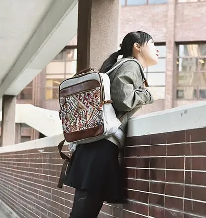 Vintage Canvas Gray Mens Backpack Canvas Travel Bag Canvas School Bag for Men