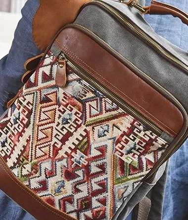 Vintage Canvas Gray Mens Backpack Canvas Travel Bag Canvas School Bag for Men