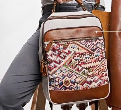 Vintage Canvas Gray Mens Backpack Canvas Travel Bag Canvas School Bag for Men