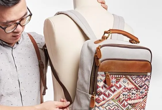 Vintage Canvas Gray Mens Backpack Canvas Travel Bag Canvas School Bag for Men