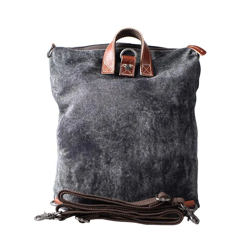 Vintage Canvas Leather Travel Bag Mens Backpack Canvas Canvas School Bag for Men
