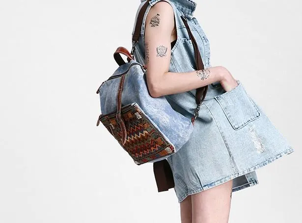 Vintage Canvas Leather Travel Bag Mens Backpack Canvas Canvas School Bag for Men
