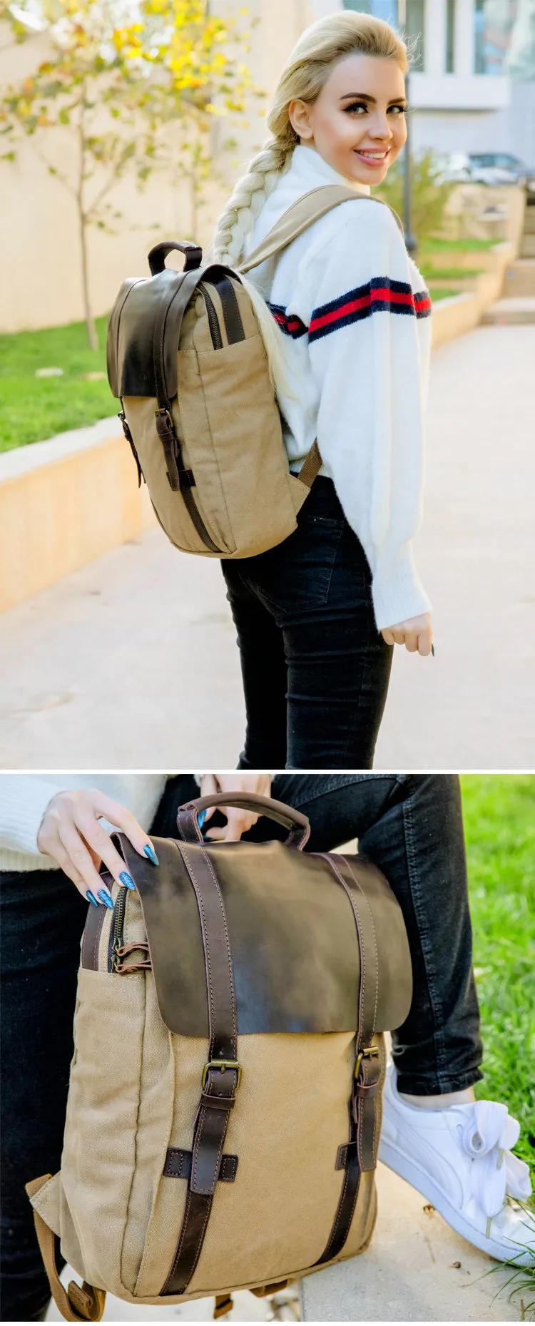Vintage Canvas Mens Womens Large Pink College Backpack 14'' Green Travel Backpack Computer Backpack For Men