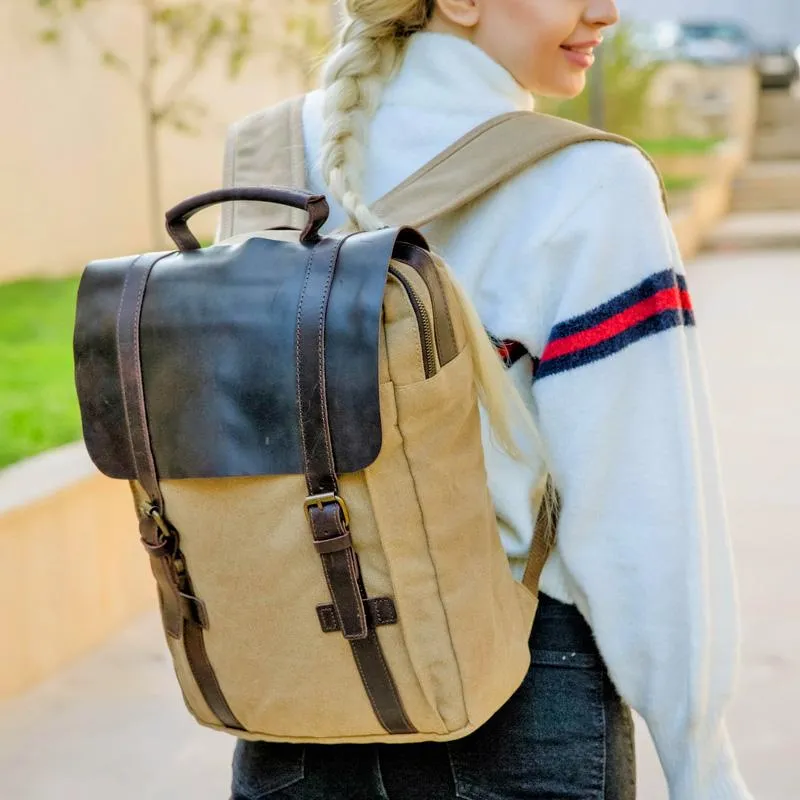 Vintage Canvas Mens Womens Large Pink College Backpack 14'' Green Travel Backpack Computer Backpack For Men