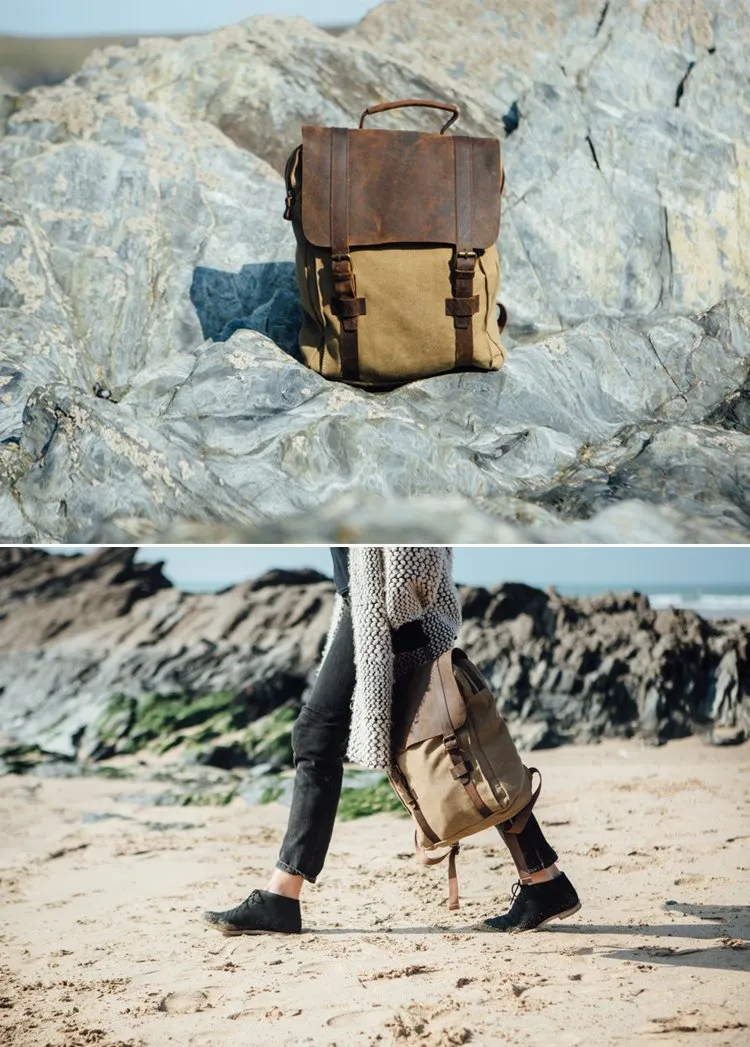 Vintage Canvas Mens Womens Large Pink College Backpack 14'' Green Travel Backpack Computer Backpack For Men