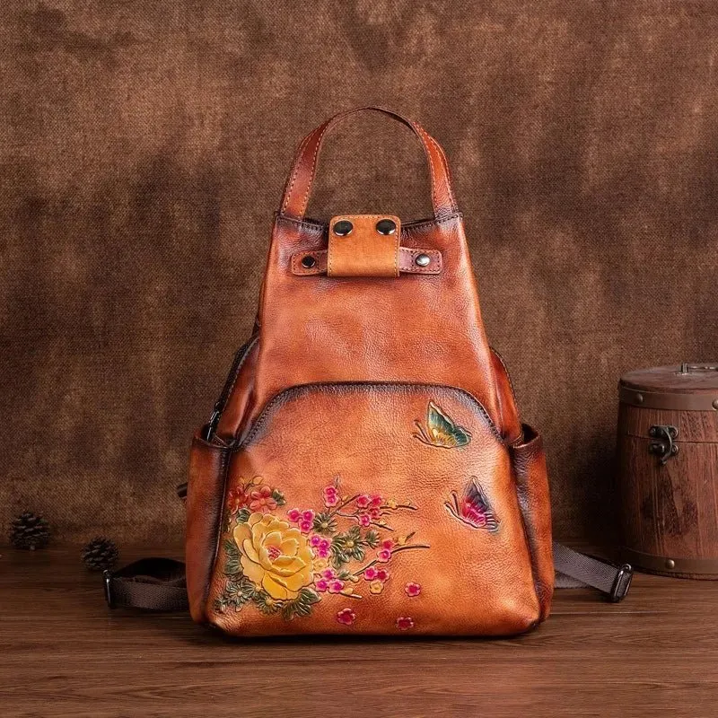 Vintage Chic: Genuine Leather Women's Backpack