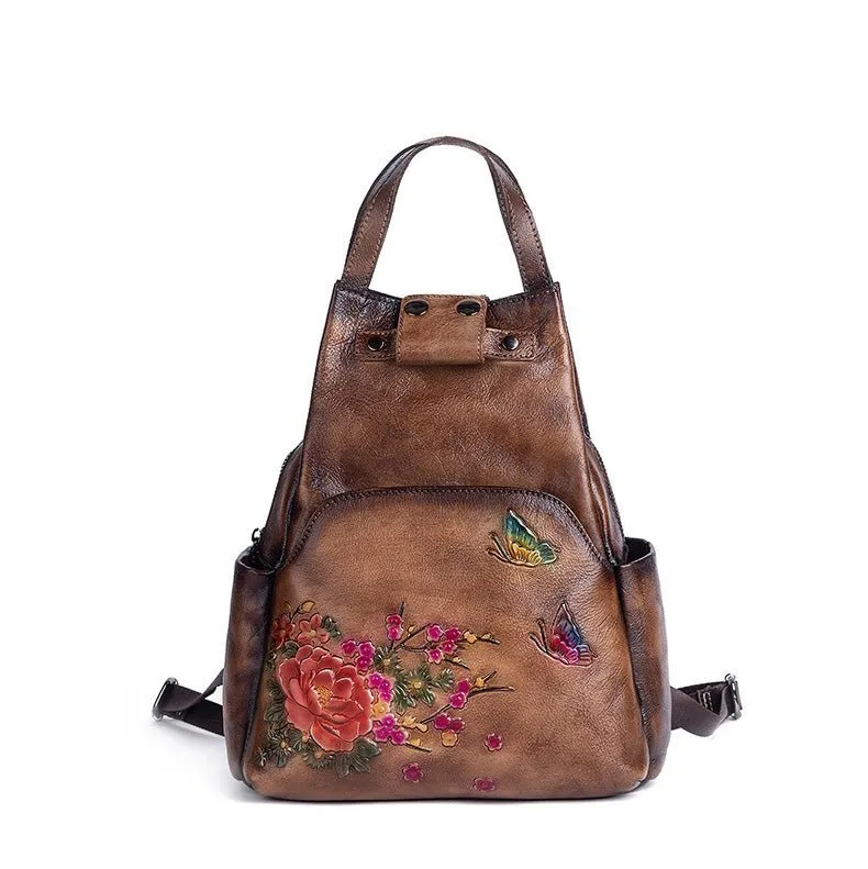 Vintage Chic: Genuine Leather Women's Backpack