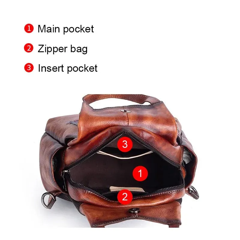 Vintage Chic: Genuine Leather Women's Backpack