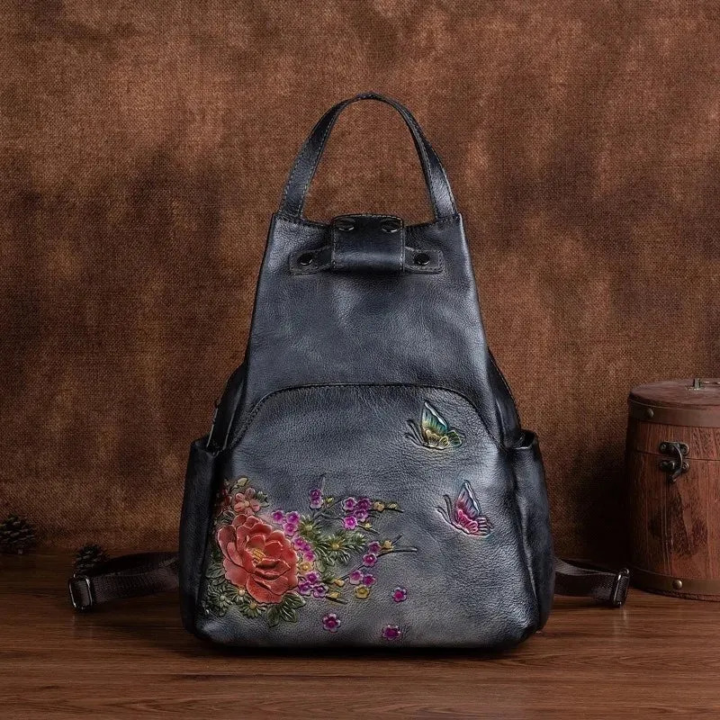 Vintage Chic: Genuine Leather Women's Backpack