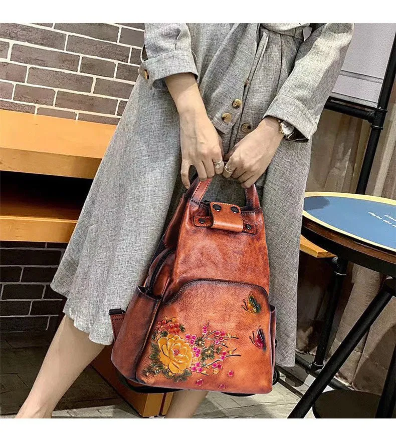 Vintage Chic: Genuine Leather Women's Backpack