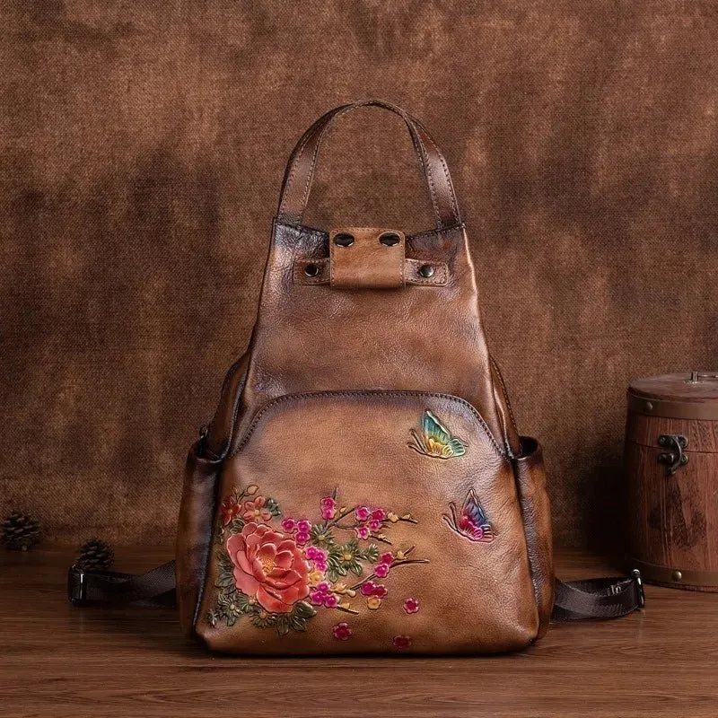 Vintage Chic: Genuine Leather Women's Backpack