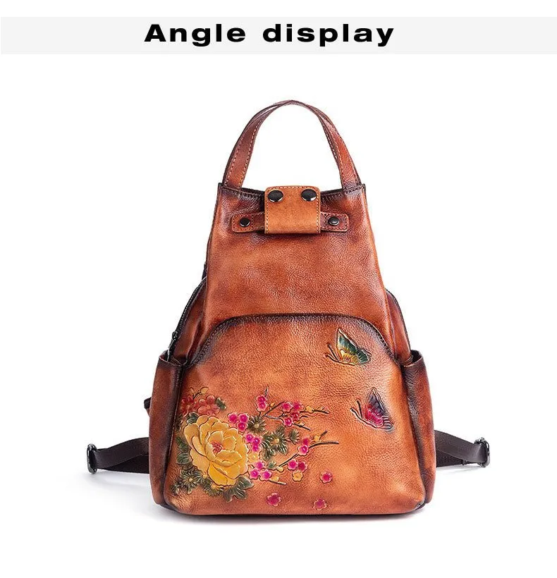 Vintage Chic: Genuine Leather Women's Backpack