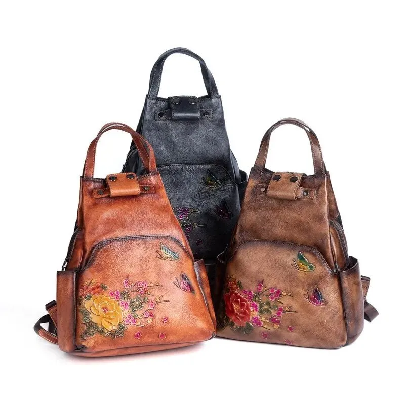 Vintage Chic: Genuine Leather Women's Backpack