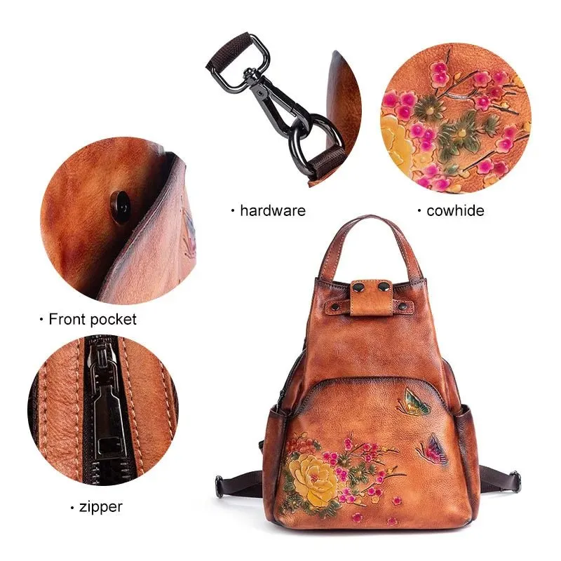 Vintage Chic: Genuine Leather Women's Backpack