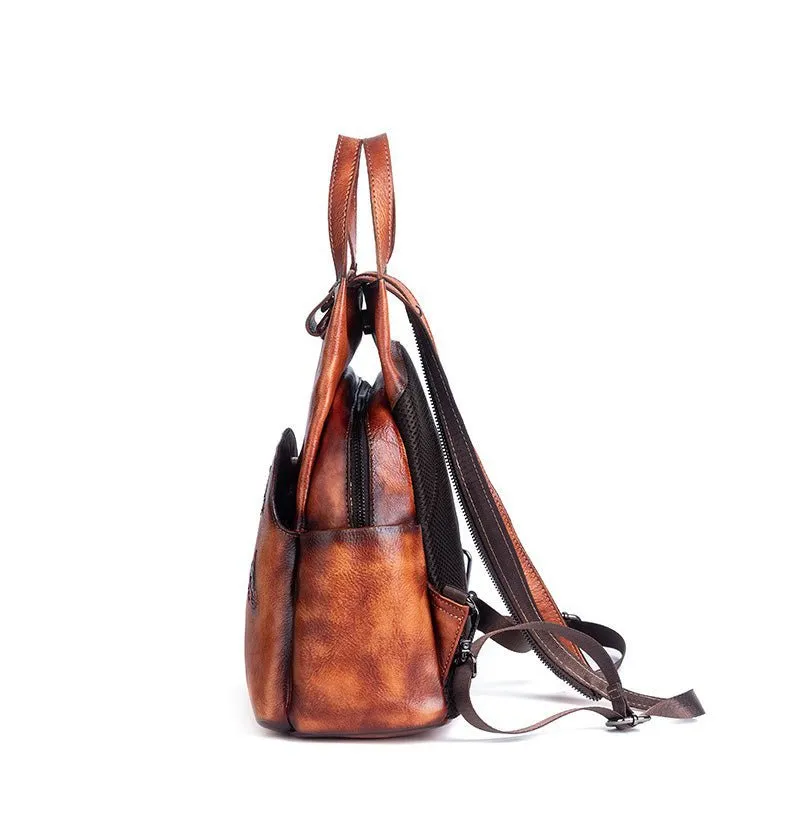 Vintage Chic: Genuine Leather Women's Backpack