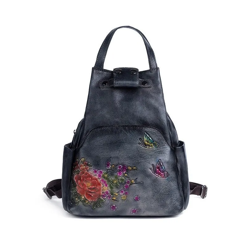 Vintage Chic: Genuine Leather Women's Backpack