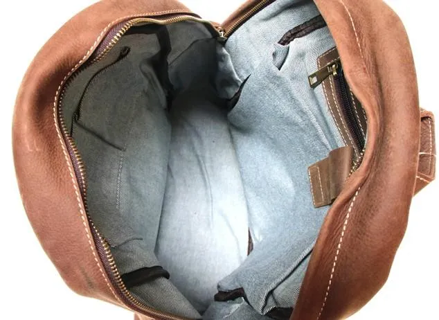 Vintage Coffee Leather Mens Backpacks Travel Backpacks Laptop Backpack for men