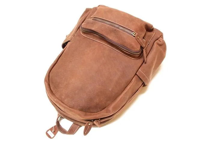 Vintage Coffee Leather Mens Backpacks Travel Backpacks Laptop Backpack for men
