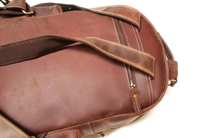 Vintage Coffee Mens Leather Backpack Travel Backpacks Laptop Backpack for men