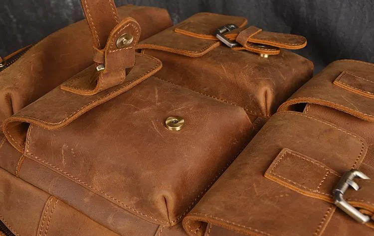 Vintage Cool Leather Men's 15inch Laptop Backpack Travel Backpack School Backpack For Men